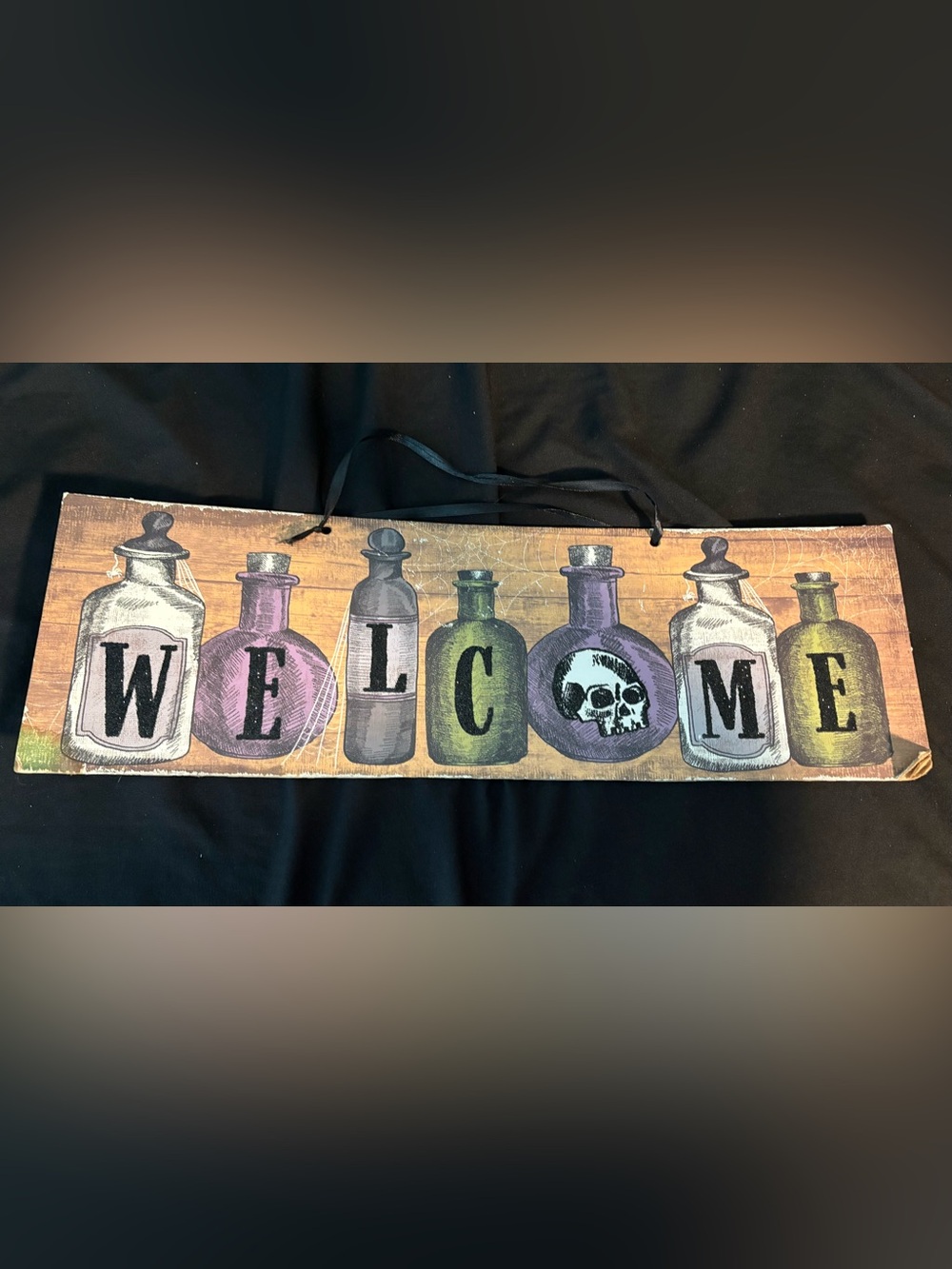 Halloween Potion Bottle Wall Sign - Purple, Green, Gray